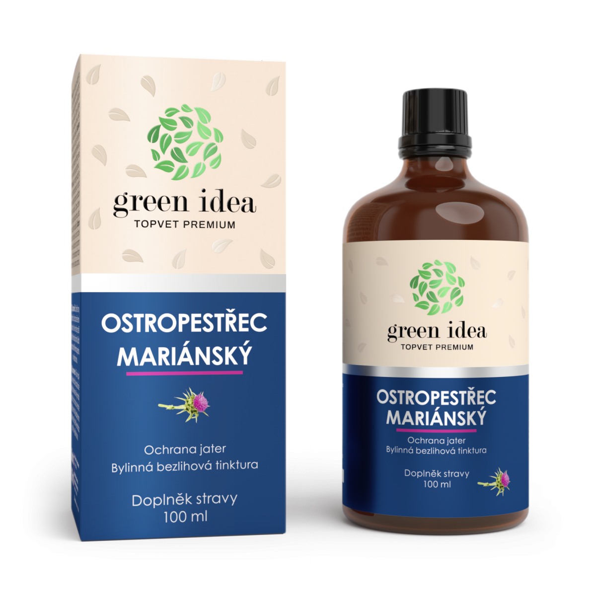 GREEN IDEA Ostropestřec - bezlihová tinktura 100 ml