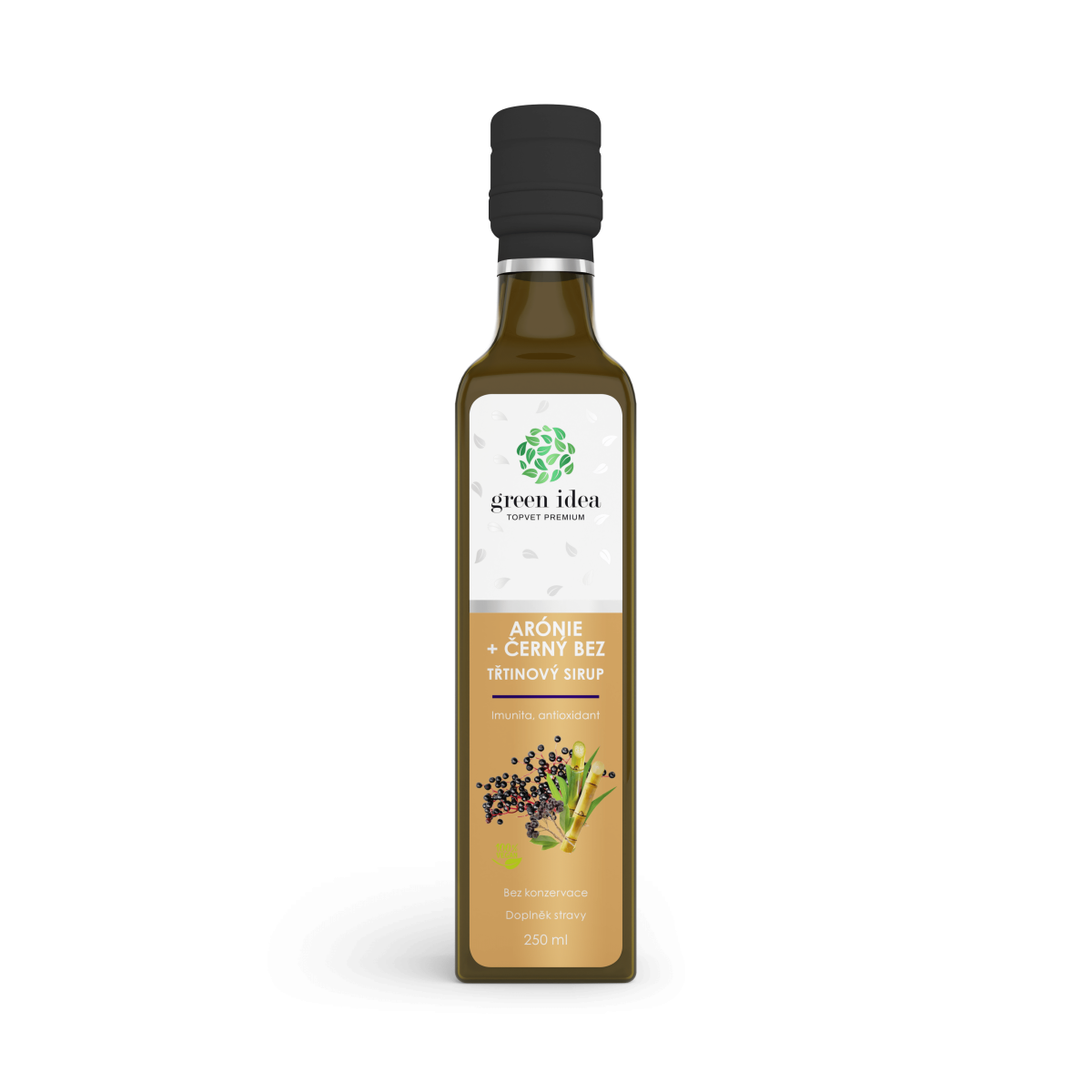 GREEN IDEA Arónie+černý bez sirup - třtinový 250 ml