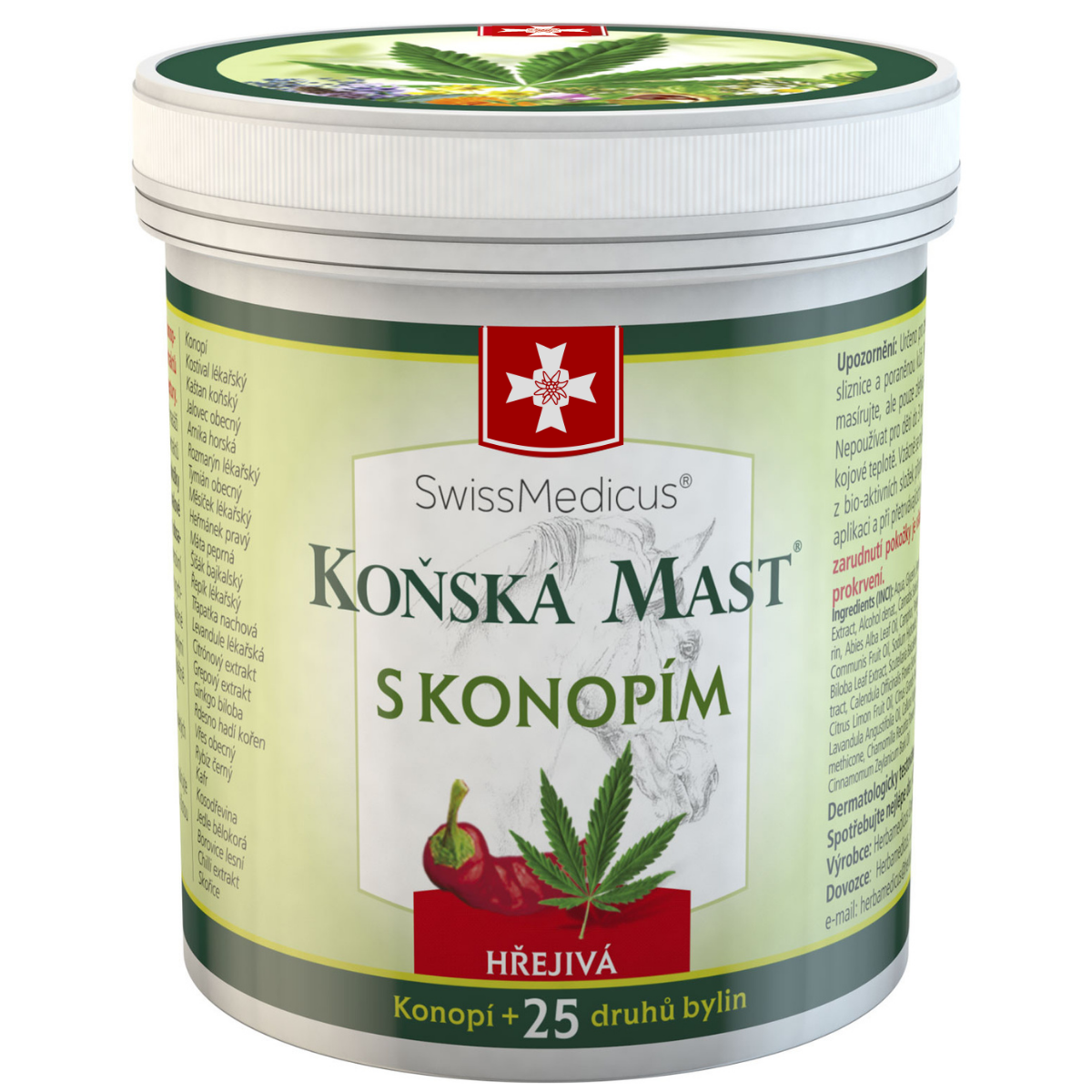 Herbamedicus GmbH Koňská mast s konopím hřejivá 250 ml